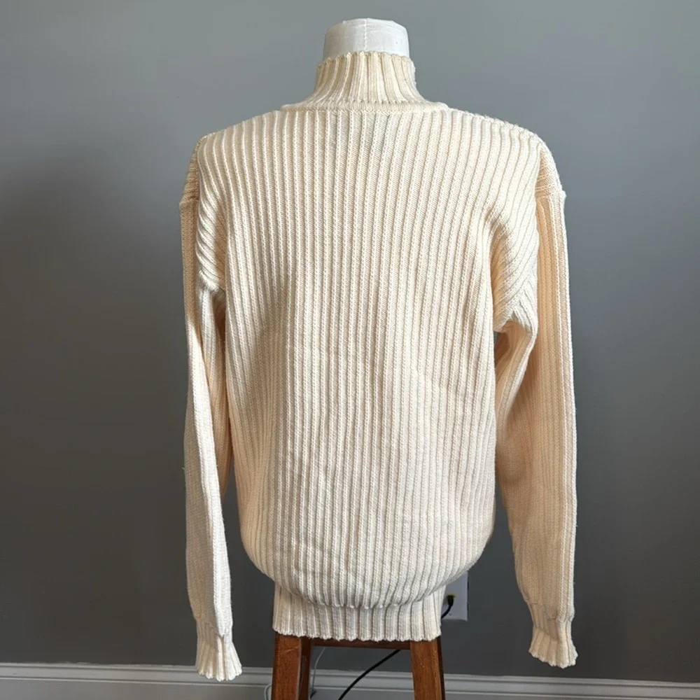 Barbour - Boatman Half Zip Sweater 100% Pure New Wool - Cream - Size Large